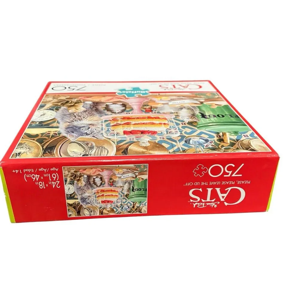Retro Cat Puzzle Please Leave the Lid Off 750 Pc Steve Read Kitchen Bakery Cake